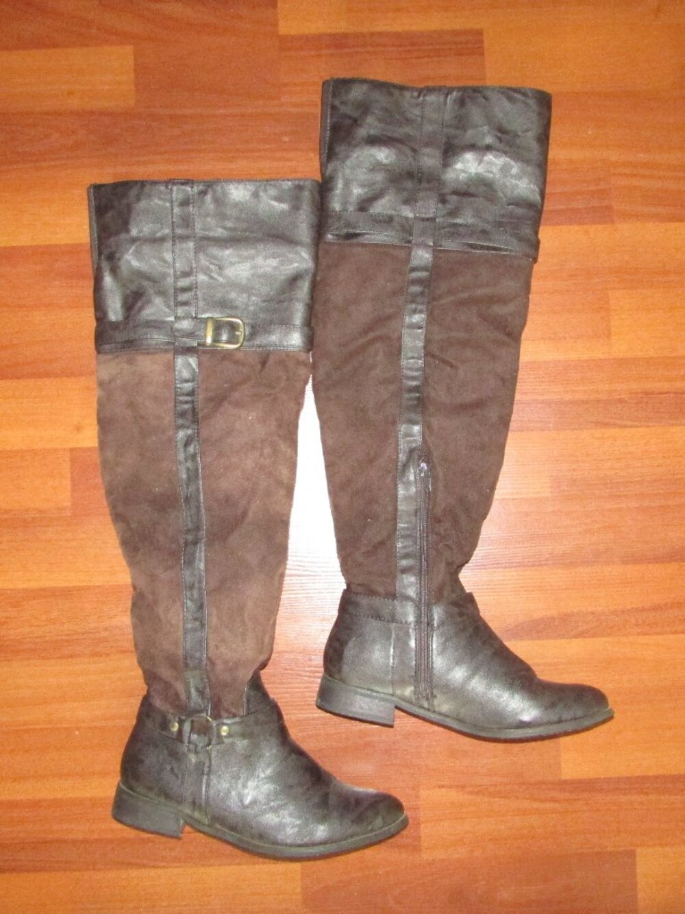 Faux Suede Leather Over The Knee Riding Boots - Sz 6,6.5